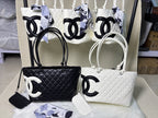 Channel 2026 New Portable Panda Black and White Color Matching Cambon Vegetable Basket Tote Shoulder Shopping Bag
