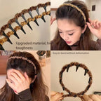 Korean version autumn and winter new leopard print with teeth wavy headband women wash face pressure hair advanced sense non-slip headband hair accessories headgear