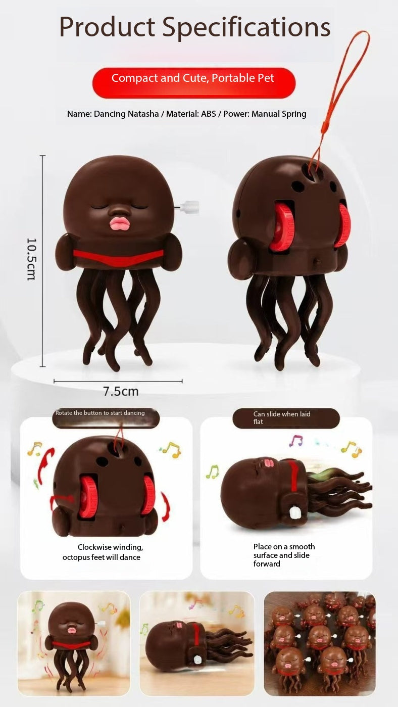 Creative trendy black doll clockwork toy dancing octopus bald squid toy novel dance to satisfy children