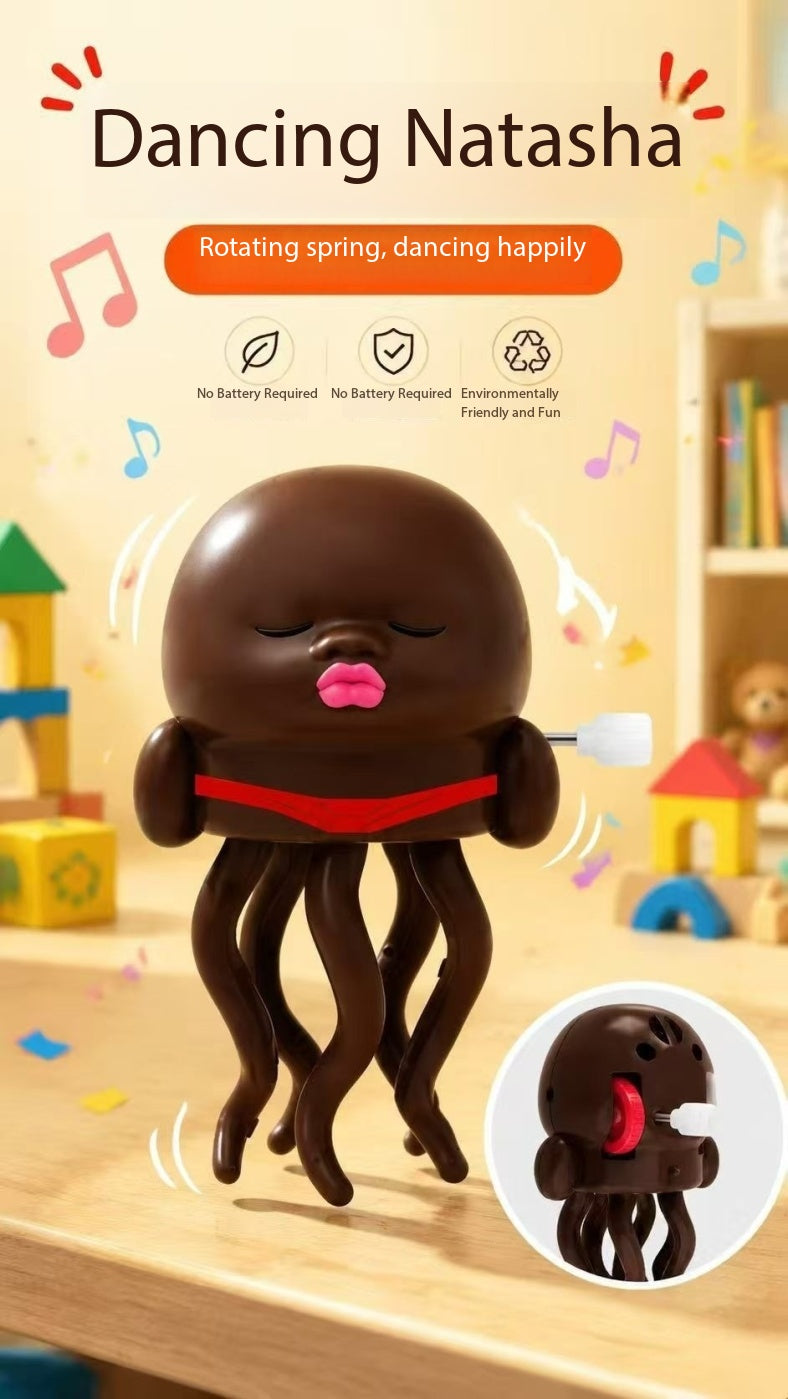Creative trendy black doll clockwork toy dancing octopus bald squid toy novel dance to satisfy children