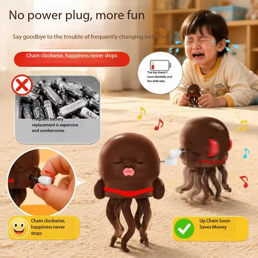 Creative trendy black doll clockwork toy dancing octopus bald squid toy novel dance to satisfy children