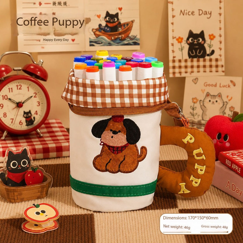 New cute cylinder foldable pencil case creative stationery student high value large capacity cute pencil case pen holder