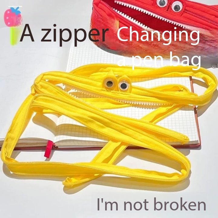 Fun zipper pencil case cute funny creative a zipper stationery bag cute large capacity pencil case storage