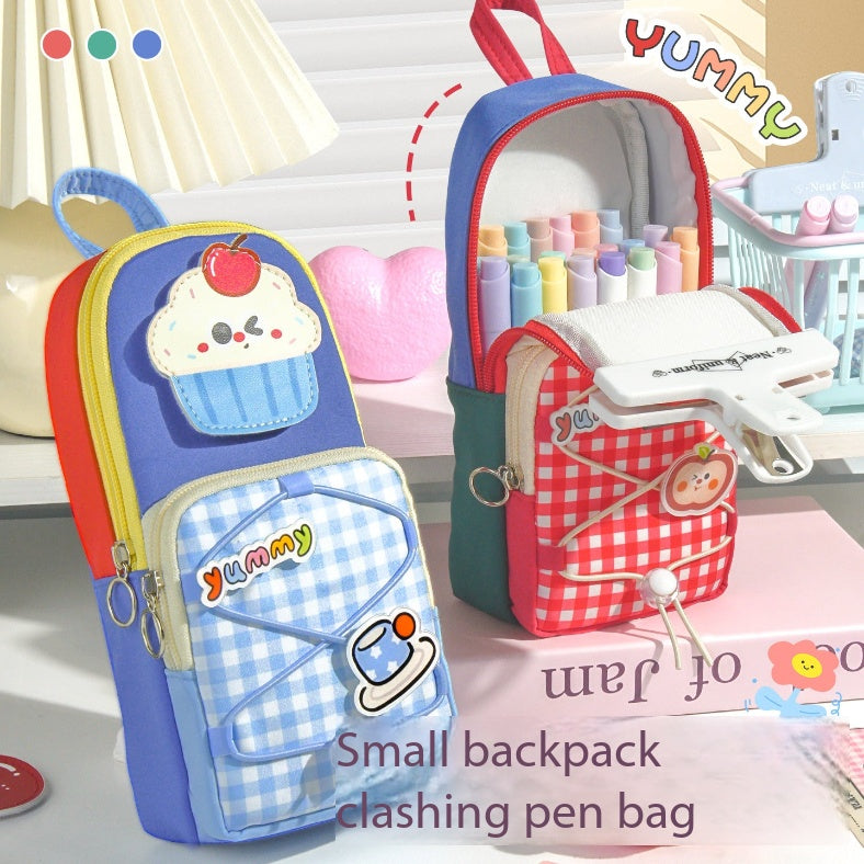 Dopamine high-value schoolbag, vertical pencil case, large-capacity boys and girls niche non-collision stationery bag, pencil bag Main image