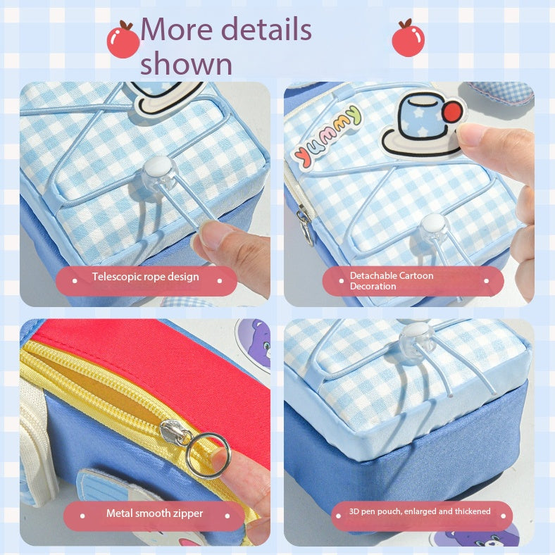 Dopamine high-value schoolbag, vertical pencil case, large-capacity boys and girls niche non-collision stationery bag, pencil bag