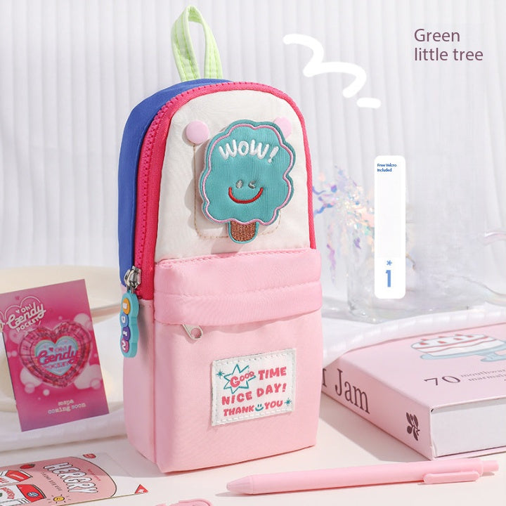 Dopamine high-value schoolbag, vertical pencil case, large-capacity boys and girls niche non-collision stationery bag, pencil bag