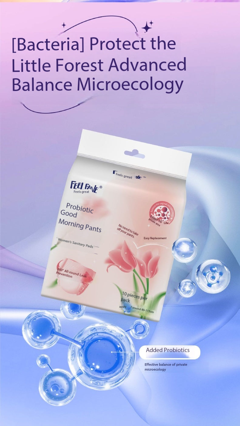 10PCS Disposable Period Panties Probiotic Blue Core Organic Cotton Menstrual High Absorption Feminine Breathable Cotton Day&Night Use Sanitary PANTIES For Women