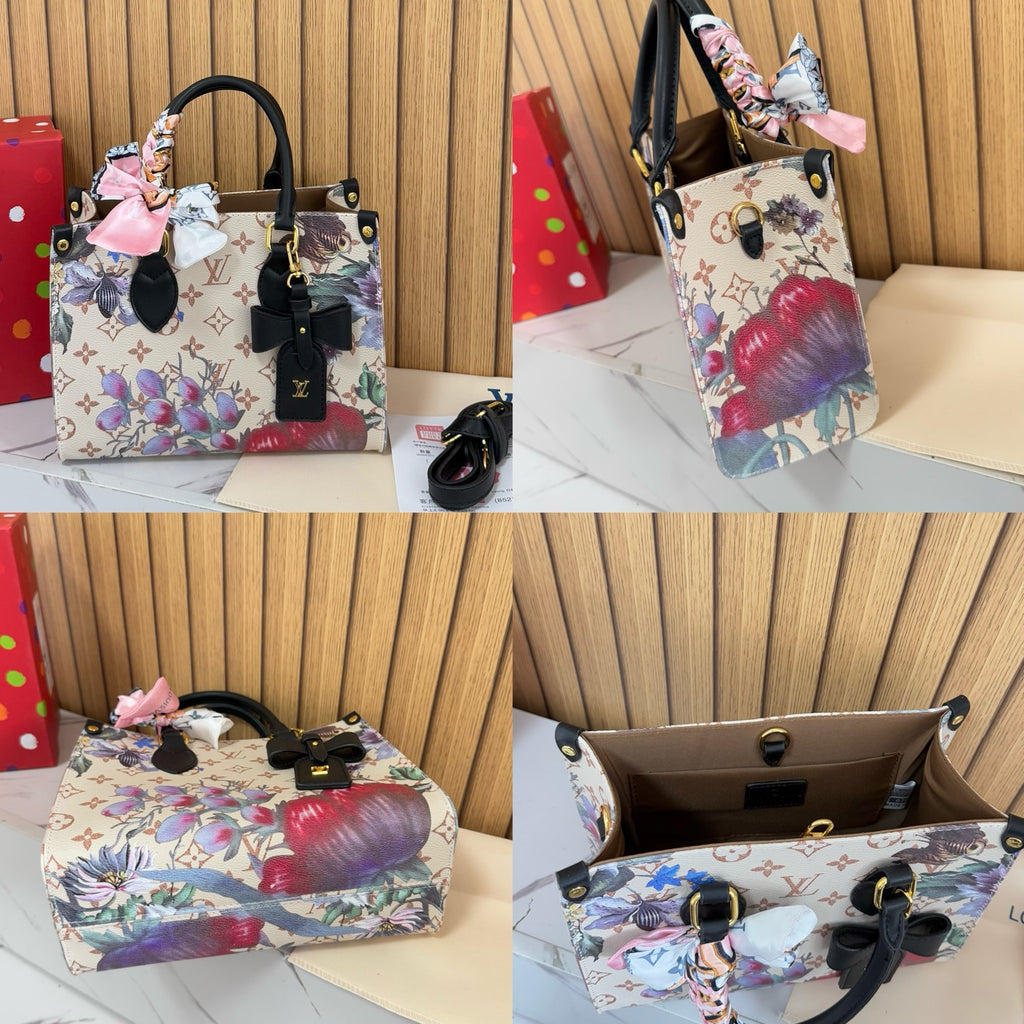 2026 New Light Luxury Commuter Tote Bag Retro Versatile Old Flower One Shoulder Hand Carry Messenger Bag High Sense Bag Woman