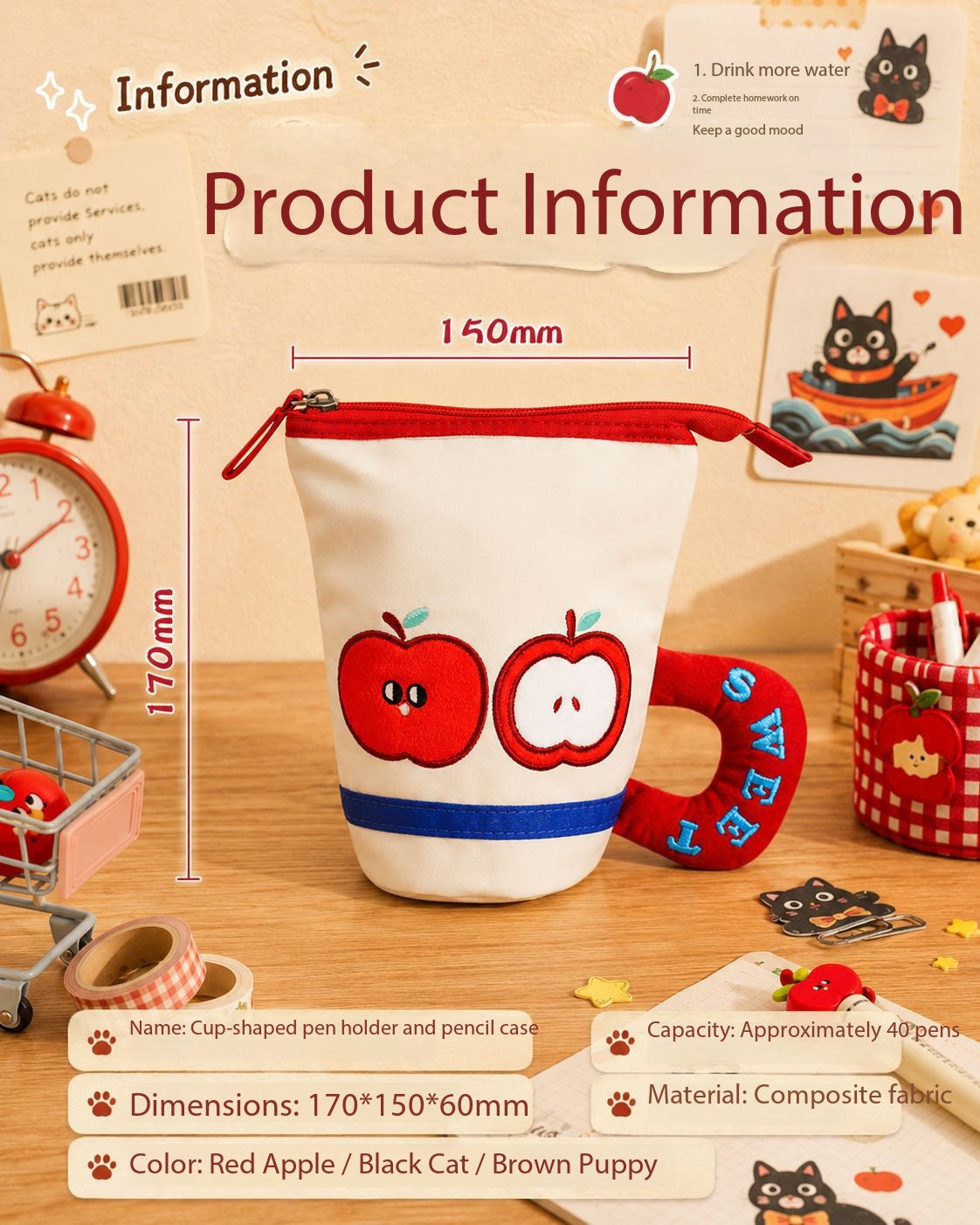 New cute cylinder foldable pencil case creative stationery student high value large capacity cute pencil case pen holder