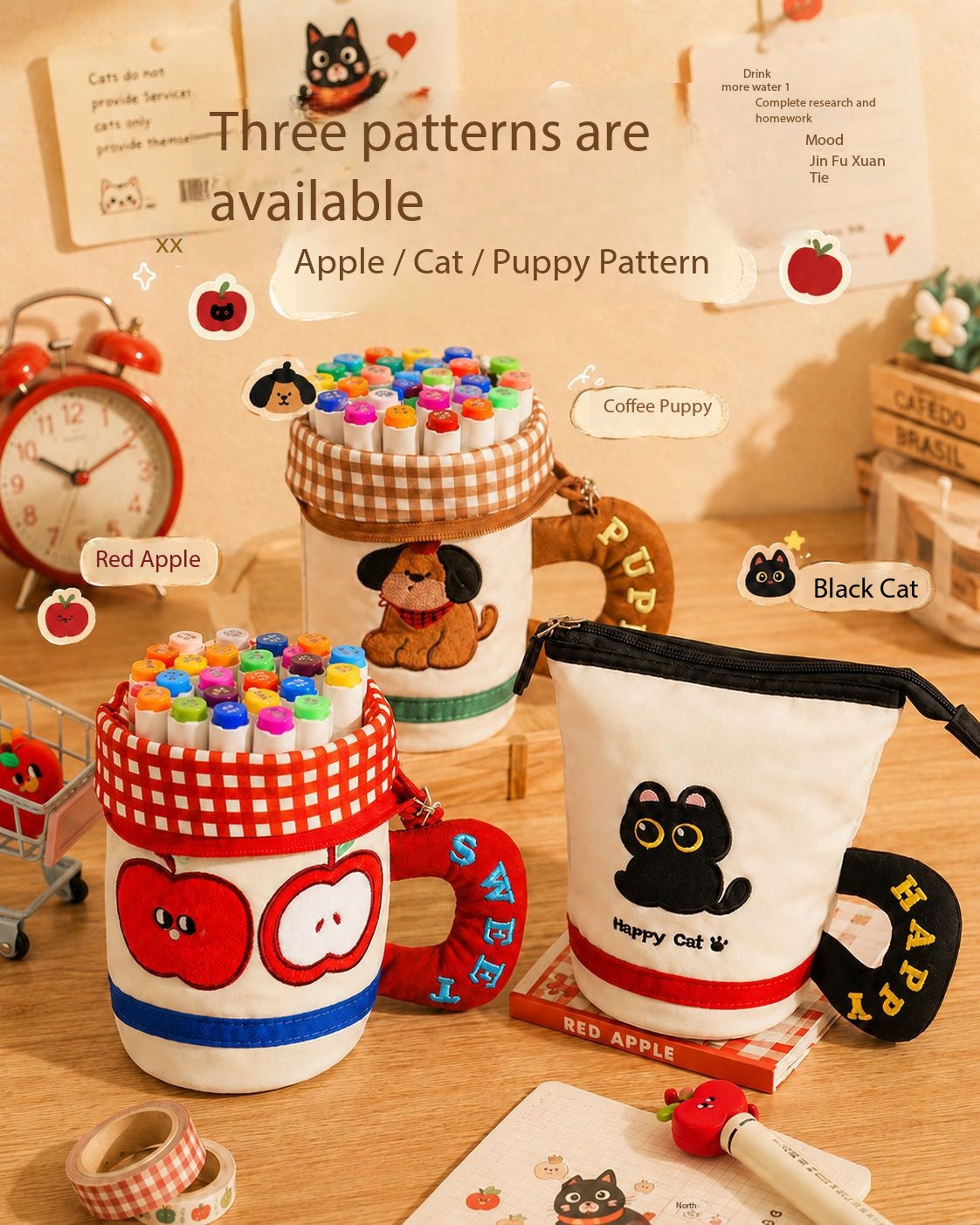 New cute cylinder foldable pencil case creative stationery student high value large capacity cute pencil case pen holder