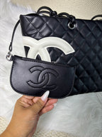 Channel 2026 New Portable Panda Black and White Color Matching Cambon Vegetable Basket Tote Shoulder Shopping Bag