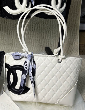 Channel 2026 New Portable Panda Black and White Color Matching Cambon Vegetable Basket Tote Shoulder Shopping Bag