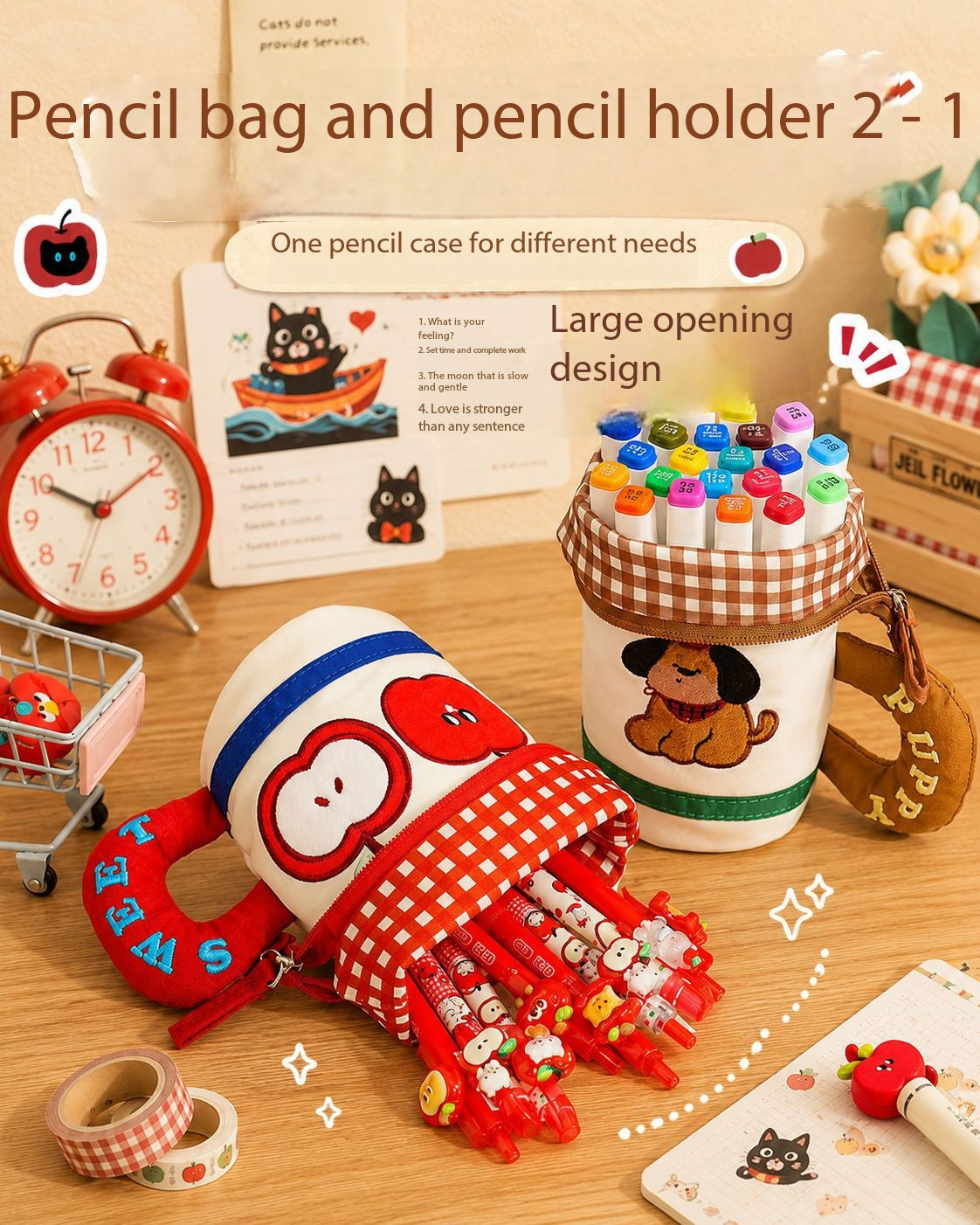 New cute cylinder foldable pencil case creative stationery student high value large capacity cute pencil case pen holder