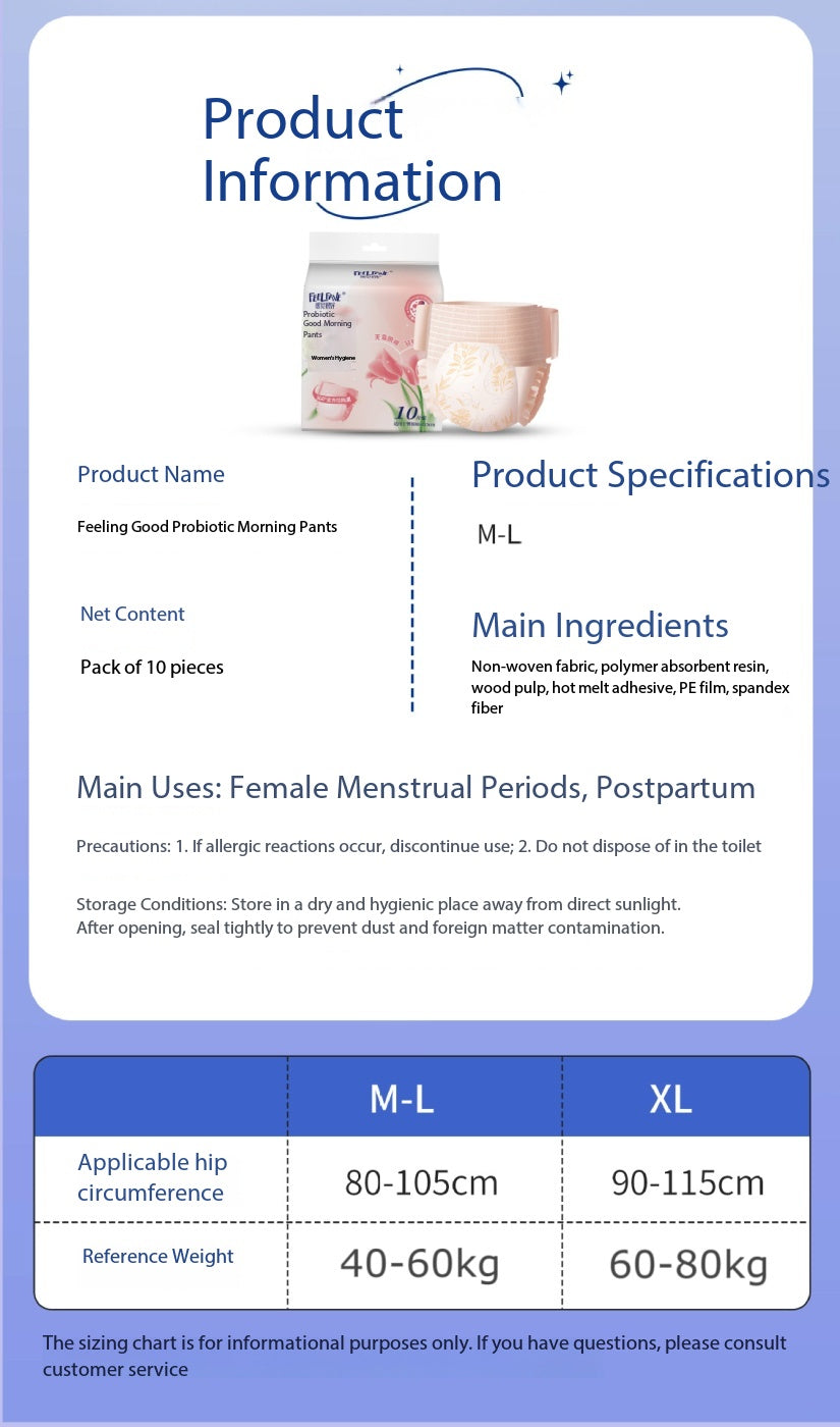 10PCS Disposable Period Panties Probiotic Blue Core Organic Cotton Menstrual High Absorption Feminine Breathable Cotton Day&Night Use Sanitary PANTIES For Women