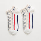 Fashion Breathable Shoelaces Boat Socks, Shallow Mouth Low-Top Short Tube Personalised ins/insta Sneakers Trendy Sports Shoes and Socks