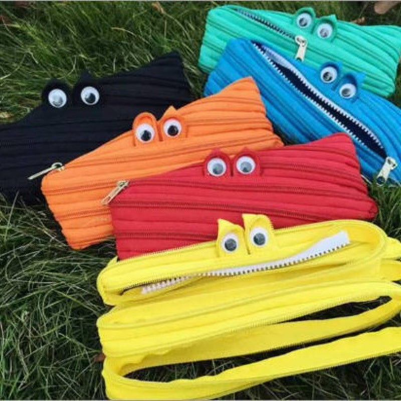 Fun zipper pencil case cute funny creative a zipper stationery bag cute large capacity pencil case storage