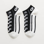 Fashion Breathable Shoelaces Boat Socks, Shallow Mouth Low-Top Short Tube Personalised ins/insta Sneakers Trendy Sports Shoes and Socks