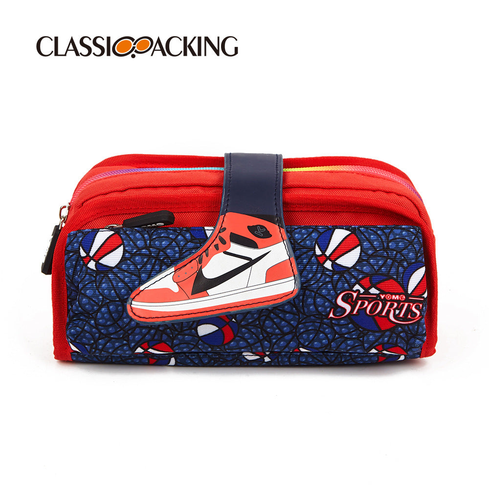 New zipper large-capacity double-layer pencil case color matching dirt-resistant pencil case student Oxford cloth stationery bag factory customization