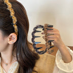 Korean version autumn and winter new leopard print with teeth wavy headband women wash face pressure hair advanced sense non-slip headband hair accessories headgear