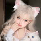 Cat ear headband female cos simulation three-dimensional animal ear KC cute plush ears wash face headband lolita hair accessories black