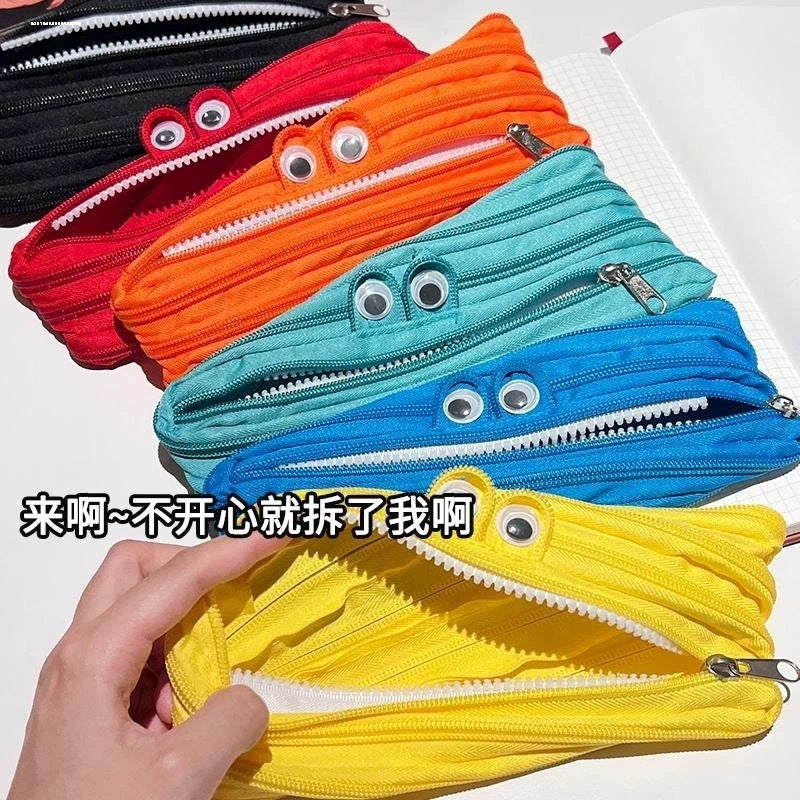 Fun zipper pencil case cute funny creative a zipper stationery bag cute large capacity pencil case storage