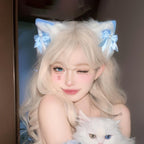 Cat ear headband female cos simulation three-dimensional animal ear KC cute plush ears wash face headband lolita hair accessories black