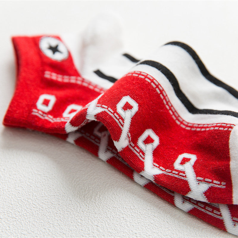 Fashion Breathable Shoelaces Boat Socks, Shallow Mouth Low-Top Short Tube Personalised ins/insta Sneakers Trendy Sports Shoes and Socks
