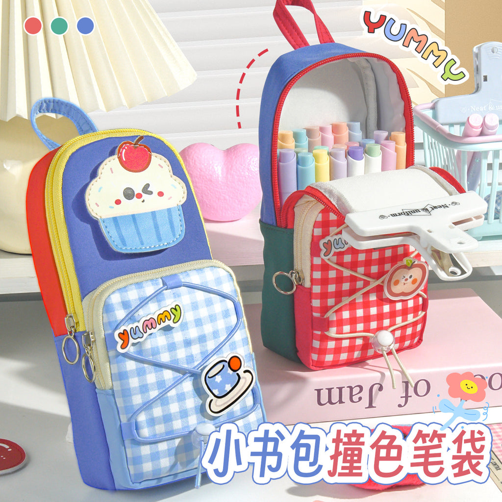 Dopamine high-value schoolbag, vertical pencil case, large-capacity boys and girls niche non-collision stationery bag, pencil bag