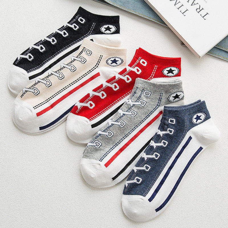 Fashion Breathable Shoelaces Boat Socks, Shallow Mouth Low-Top Short Tube Personalised ins/insta Sneakers Trendy Sports Shoes and Socks Main image