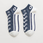 Fashion Breathable Shoelaces Boat Socks, Shallow Mouth Low-Top Short Tube Personalised ins/insta Sneakers Trendy Sports Shoes and Socks