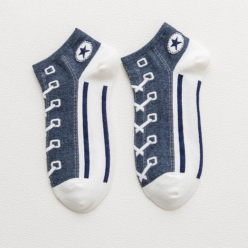 Fashion Breathable Shoelaces Boat Socks, Shallow Mouth Low-Top Short Tube Personalised ins/insta Sneakers Trendy Sports Shoes and Socks