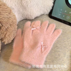 小红书同款kt猫手套带钻带水钻猫咪装饰手套冬季保暖水貂毛可爱学