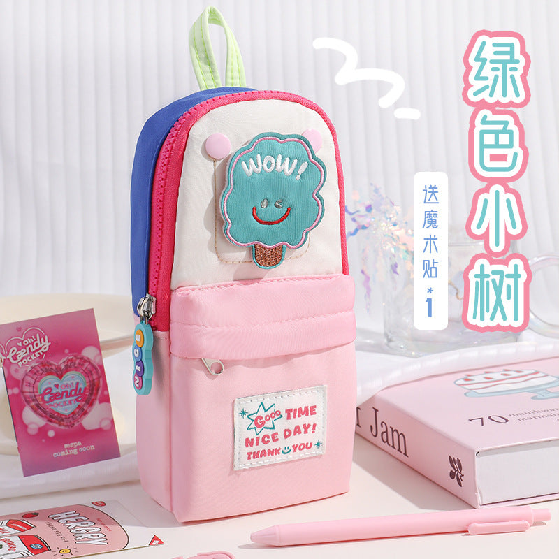 Dopamine high-value schoolbag, vertical pencil case, large-capacity boys and girls niche non-collision stationery bag, pencil bag