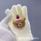 小红书同款kt猫手套带钻带水钻猫咪装饰手套冬季保暖水貂毛可爱学