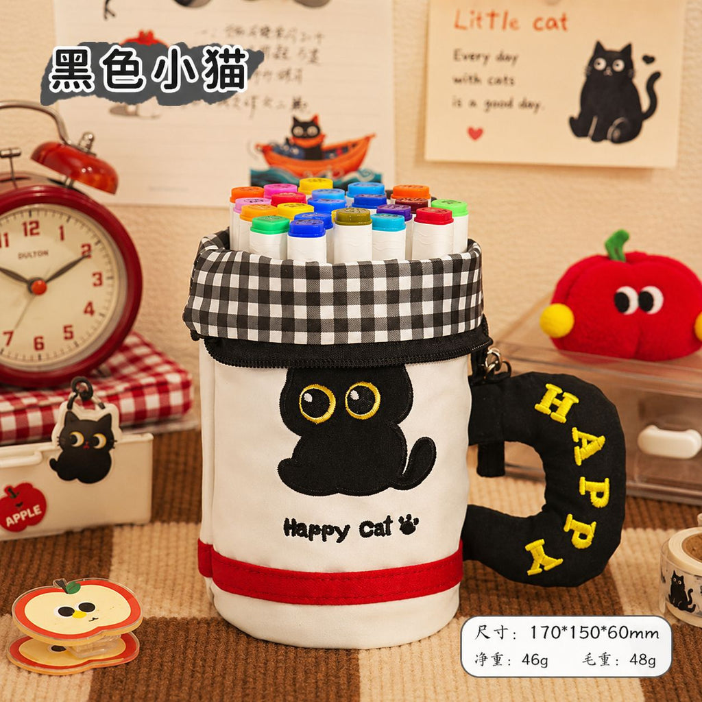 New cute cylinder foldable pencil case creative stationery student high value large capacity cute pencil case pen holder