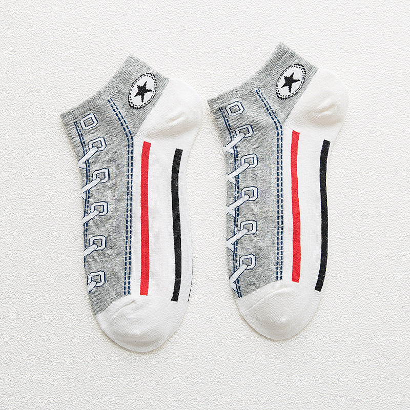 Fashion Breathable Shoelaces Boat Socks, Shallow Mouth Low-Top Short Tube Personalised ins/insta Sneakers Trendy Sports Shoes and Socks