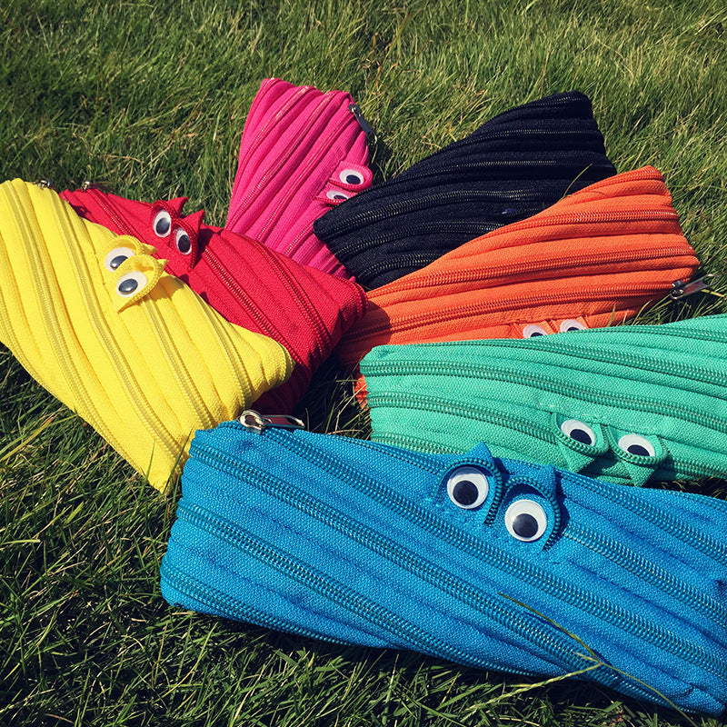 Fun zipper pencil case cute funny creative a zipper stationery bag cute large capacity pencil case storage