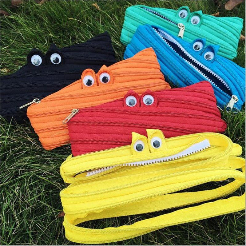 Fun zipper pencil case cute funny creative a zipper stationery bag cute large capacity pencil case storage
