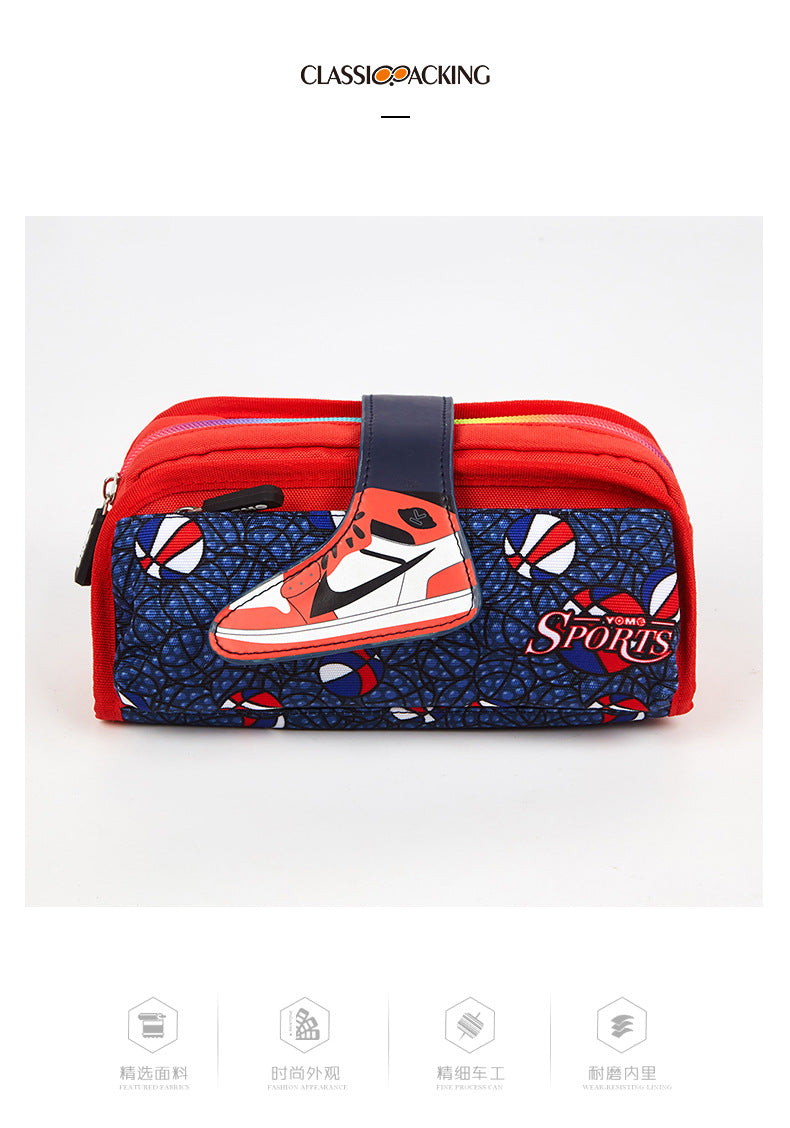New zipper large-capacity double-layer pencil case color matching dirt-resistant pencil case student Oxford cloth stationery bag factory customization