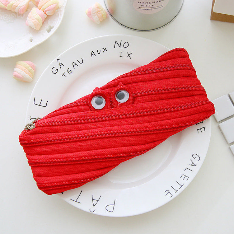 Fun zipper pencil case cute funny creative a zipper stationery bag cute large capacity pencil case storage