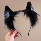 Cat ear headband female cos simulation three-dimensional animal ear KC cute plush ears wash face headband lolita hair accessories black