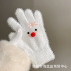 小红书同款kt猫手套带钻带水钻猫咪装饰手套冬季保暖水貂毛可爱学