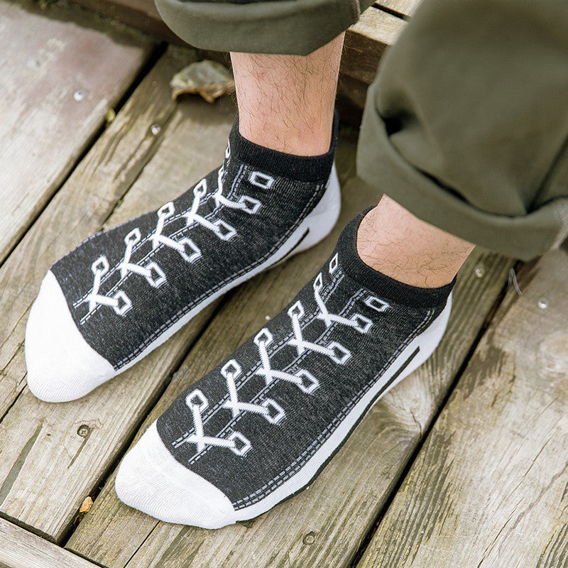 Fashion Breathable Shoelaces Boat Socks, Shallow Mouth Low-Top Short Tube Personalised ins/insta Sneakers Trendy Sports Shoes and Socks Secondary image