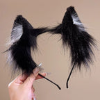 Cat ear headband female cos simulation three-dimensional animal ear KC cute plush ears wash face headband lolita hair accessories black