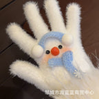 小红书同款kt猫手套带钻带水钻猫咪装饰手套冬季保暖水貂毛可爱学