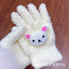 小红书同款kt猫手套带钻带水钻猫咪装饰手套冬季保暖水貂毛可爱学