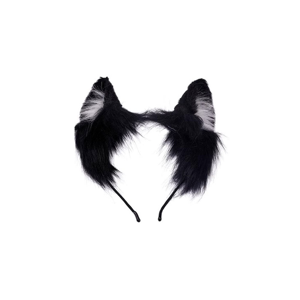 Cat ear headband female cos simulation three-dimensional animal ear KC cute plush ears wash face headband lolita hair accessories black