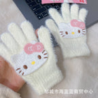 小红书同款kt猫手套带钻带水钻猫咪装饰手套冬季保暖水貂毛可爱学