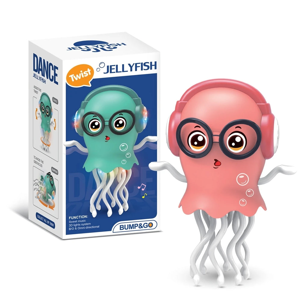 Electrically-Powered Crawling Dancing Jellyfish Toy, An Octopus With Automatic Obstacle Sensor, Intelligent LED Lights and Mu