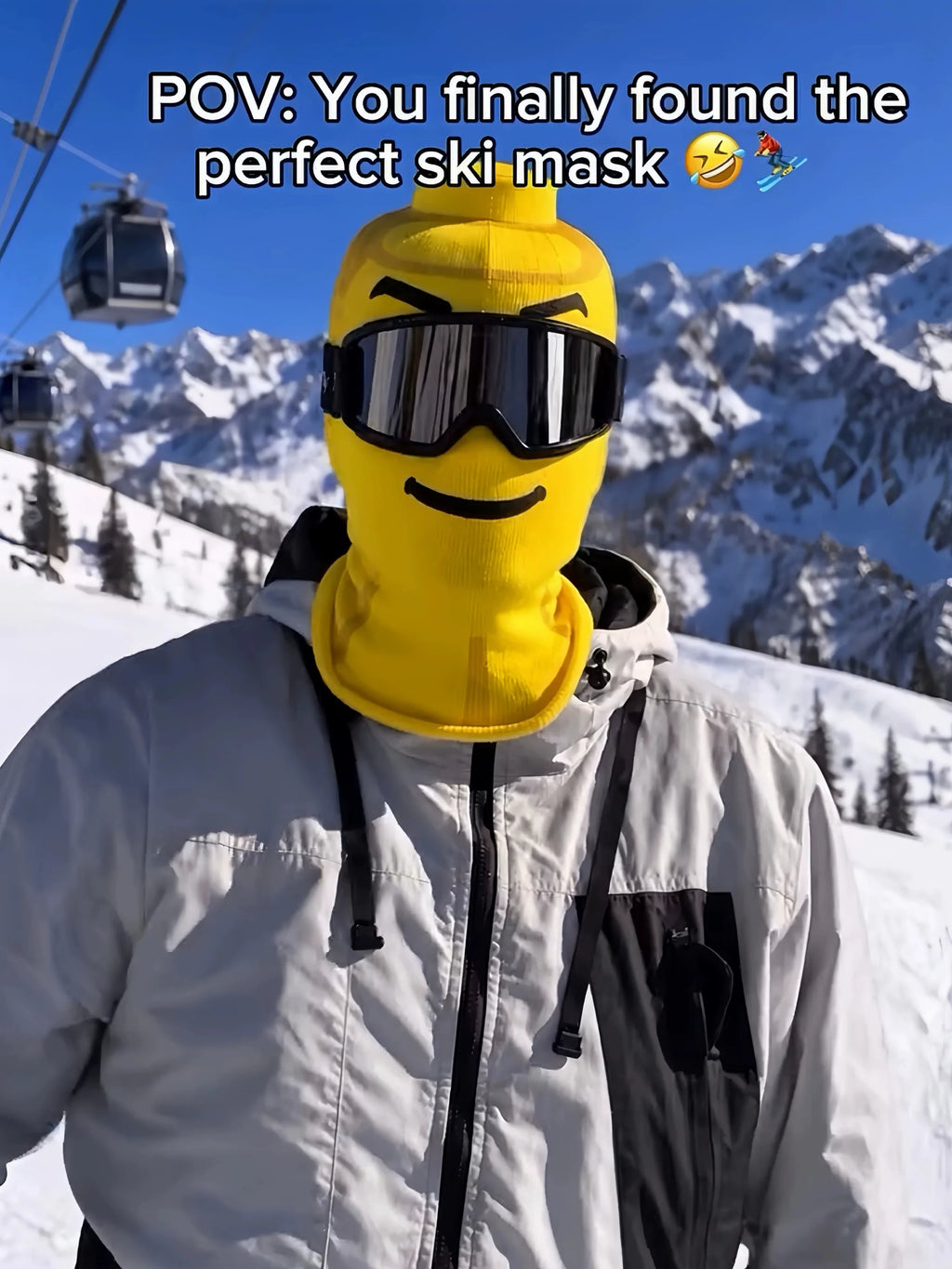 Snowboard Mask Bike Riding Windproof Face Cover All-Match Yellow Little Fellow Printed Simulation Mask Unisex Nylon Material